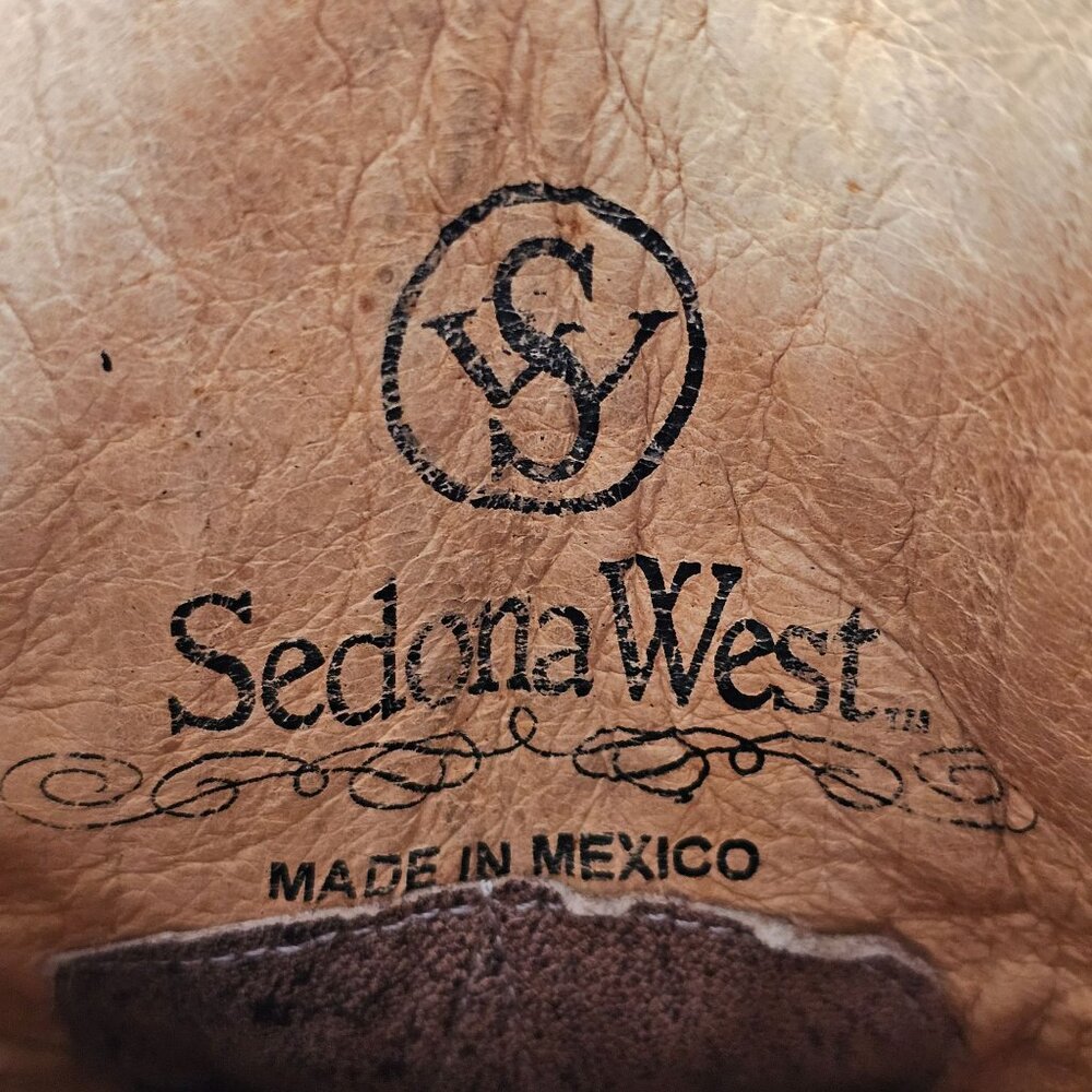 Vintage Sedona West Men's Ostrich Leather Western Boots Tan Brown 7D - Picture 4 of 12